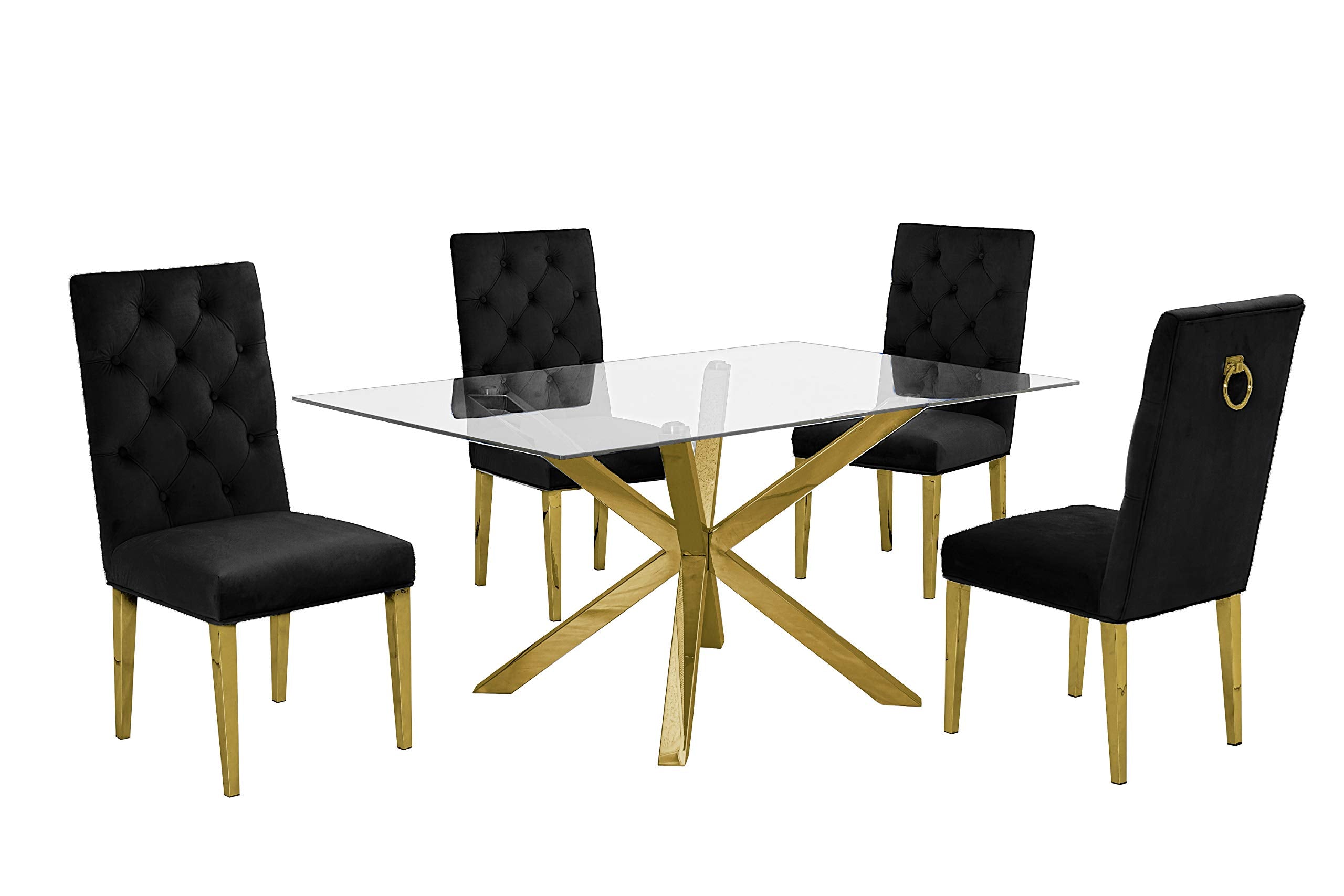 Furniture D61-4Sc75 Dining Set, Black